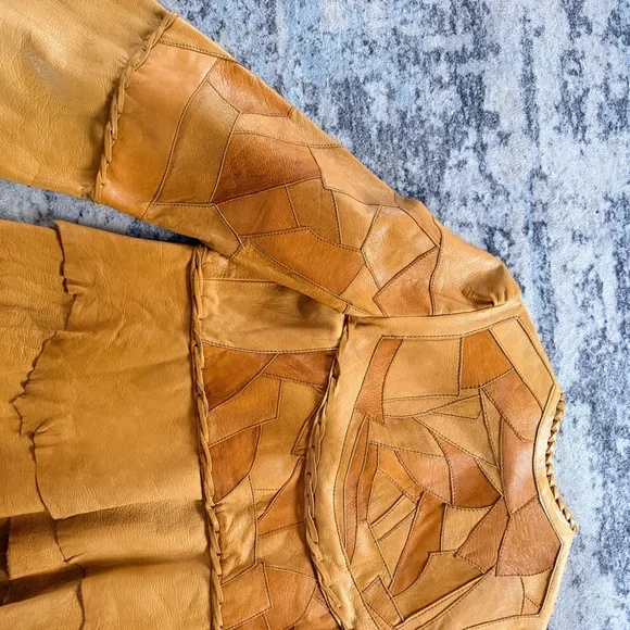 Vintage 1970s PATCHWORK LEATHER Artisan Made / Festival / Boho Style - Picture 8 of 16